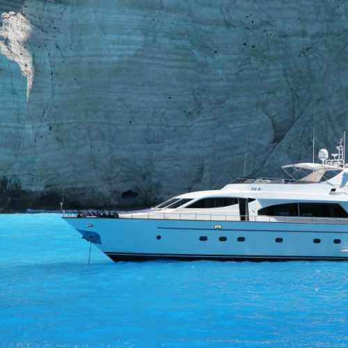 Luxury yacht in Mediterranean sea